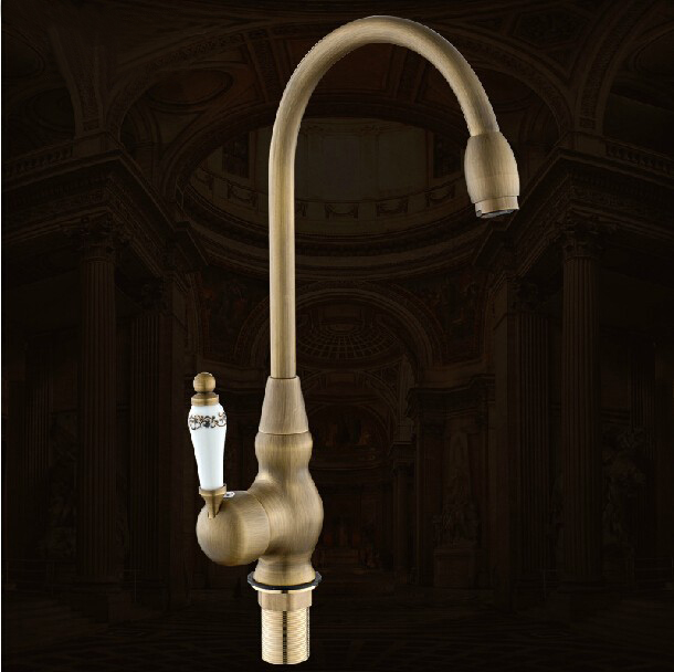 Billa Antique Brass Deck Mount Single Handle Kitchen Mixer Faucet